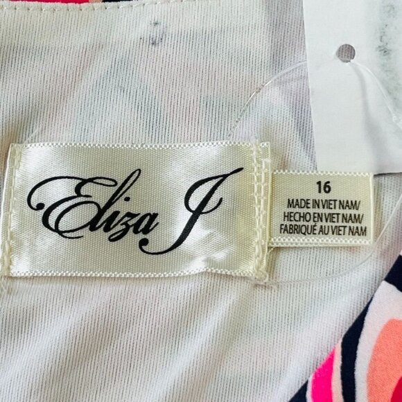 Eliza J Women's Geometric Sheath Dress Size 16 Knee Length Half Sleeve Pink - Picture 9 of 13